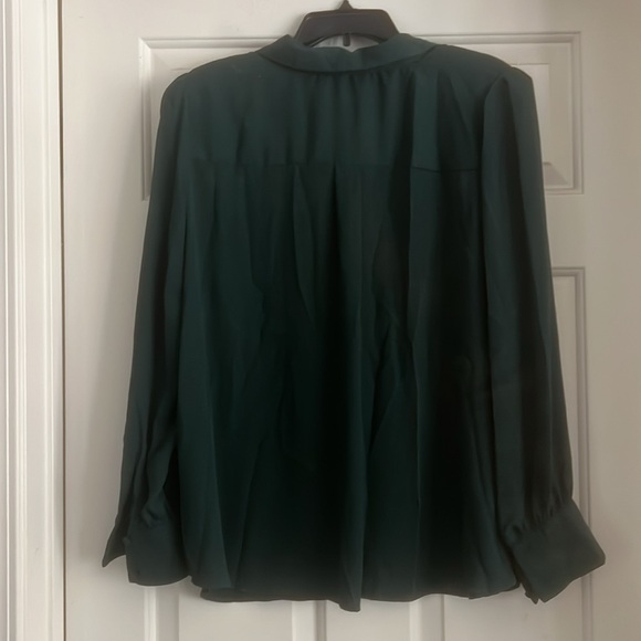 Vince Camuto button up blouse with shoulder pads Deep Green 3X - Picture 2 of 2